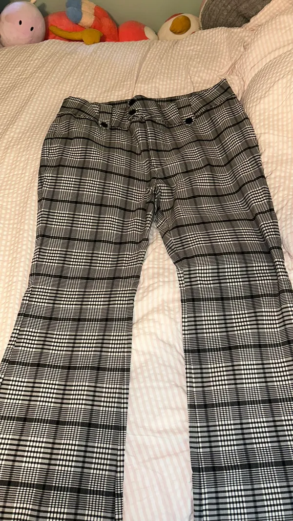 Boot Cut Plaid Dress Pants Gray Size XL - Image 2