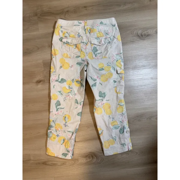 Chico's So Slimming Lemon Print Crop Cargo Pants 4 S Women Fruit Floral Casual - Image 7