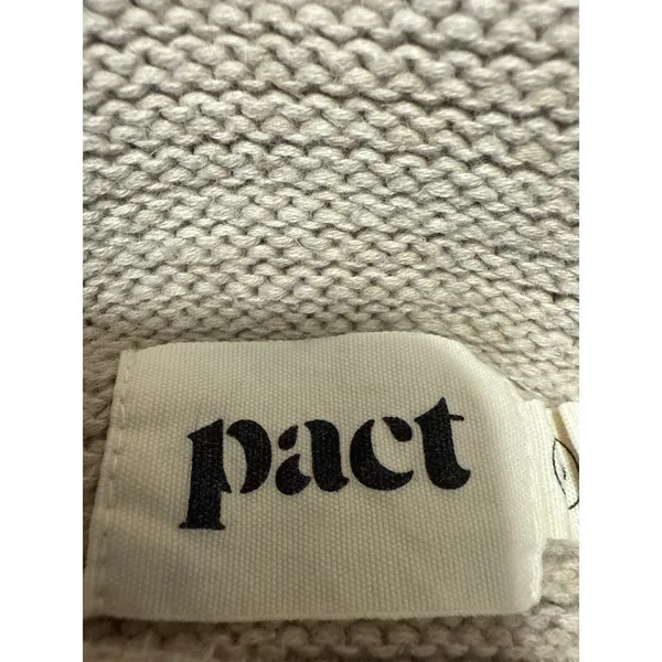 Pact Women's Cream Rib Knit High Neck Long Sleeve Oversized Sweater Top Size S - Image 3
