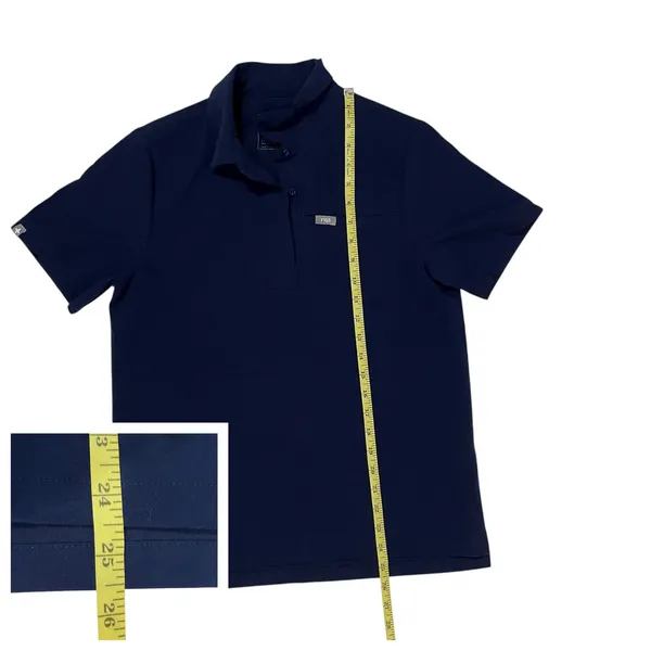 FIGS Nala Short Sleeve Scrub Polo Top - Blue - XS - Image 4