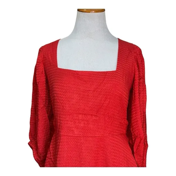 BOG Band of the Free Josette Aurora Red Puff Sleeve Mini‎ Dress Size Medium New - Image 3