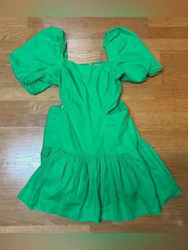 Lilly Pulitzer Kylanne Linen Puff Sleeve Coastal Resortwear Cut Out Dress 12 - Image 4