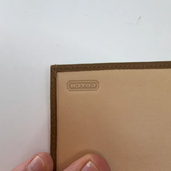 Coach Signature C Brown Canvas Leather Checkbook Cover - Image 4