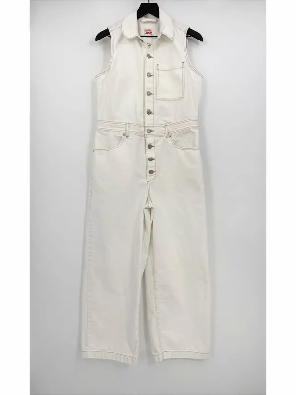 LEVI’S Sleeveless Jumpsuit White Denim M - Image 2