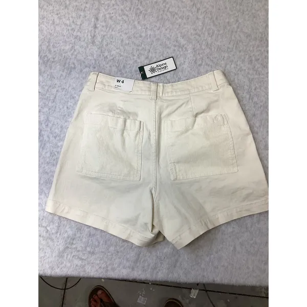 Alpine Design Womens 4 Mixed Fabric Shorts Off White Corduroy Pocket see pics - Image 4