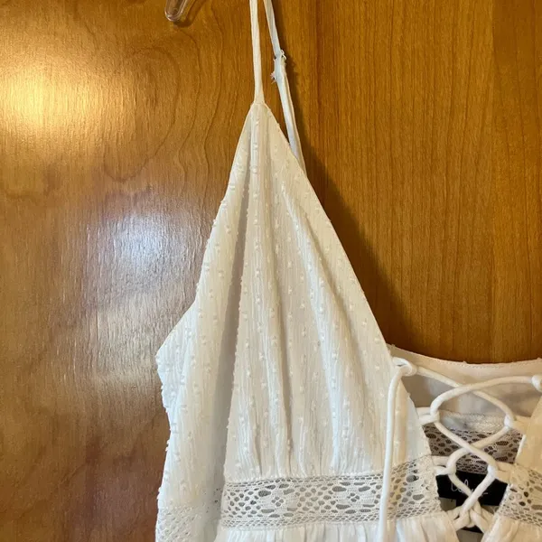 Lulus White Sleeveless Tiered Dress Boho Sexy Prairie Cottagecore Large FLAWS - Image 5