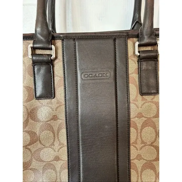 Coach Large Brown Signature Weekender Duffle Travel Tote Bag Purse Carryall - Image 2