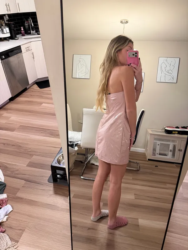 H:ours Pink latex dress - Image 2