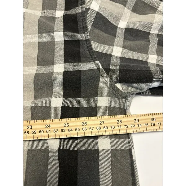 OKAY Button Up Shirt Women 6XL Gray Plaid Oversized Short Sleeve Casual - Image 12