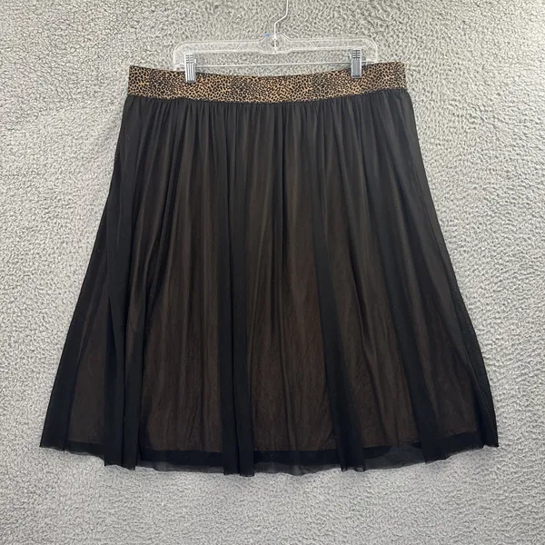 NWT Chico's Mesh Midi Skirt Black Leopard Cheetah Animal Print Women 3 XL Petite - Image 3