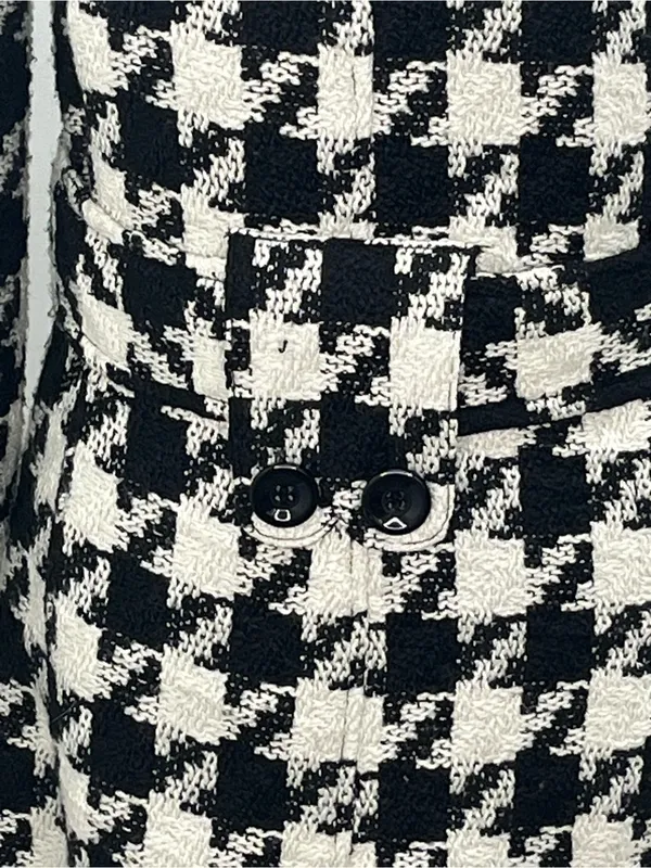 Yoki Collection Women’s Black White Houndstooth Trench Coat Jacket Size Small - Image 8