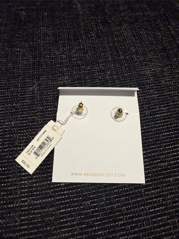 NWT Retired Kendra Scott Taylor Gold Iridescent Drusy Stud Earrings - Image 2