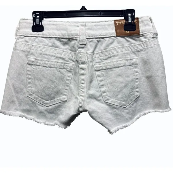True Religion Keira White Low Rise Denim Shorts Size 27 - Image 4