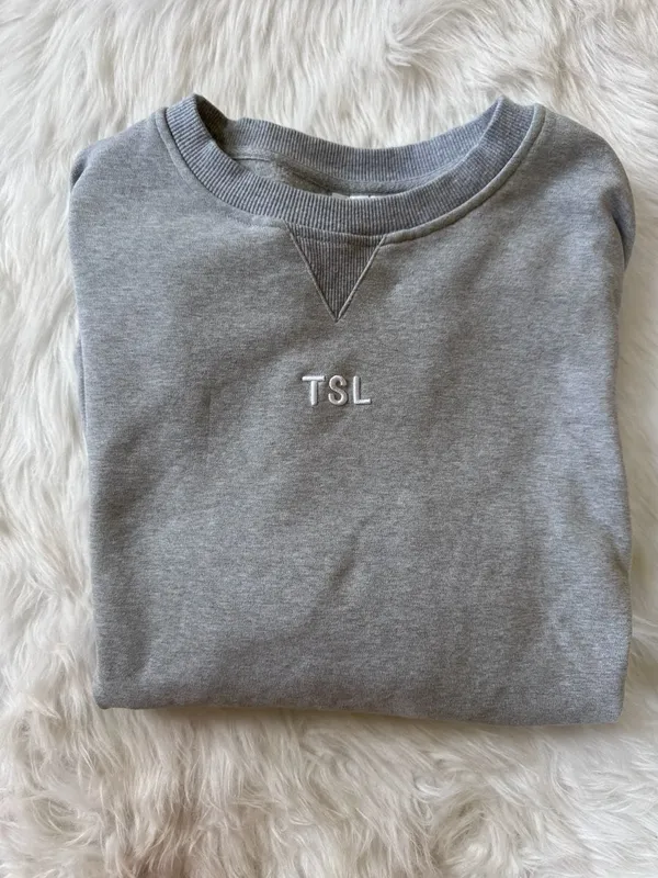 TSL (The Self Love) Collection HeatherGrey Embroidered Crewneck Sweatshirt Sz XL - Image 9