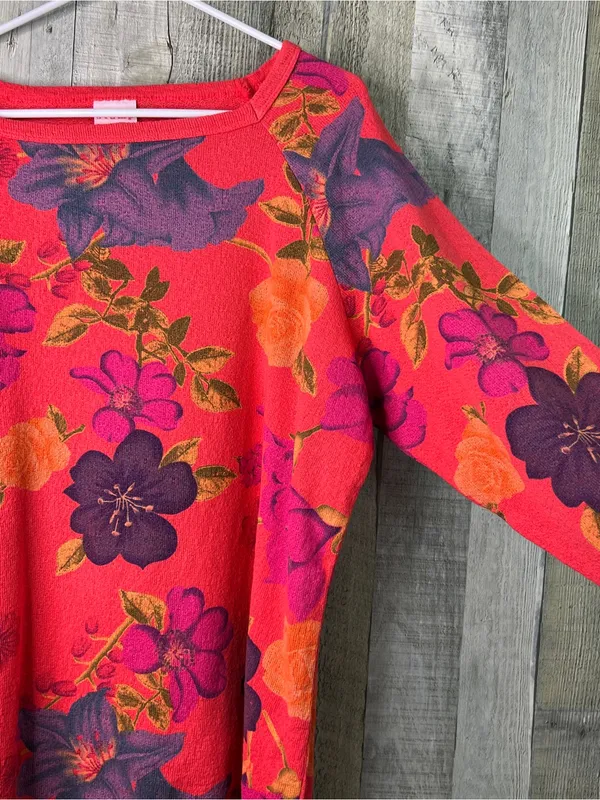 Stamp Size XL Floral Multicolored Long Sleeve Knit Top Shirt Oversized - Image 4
