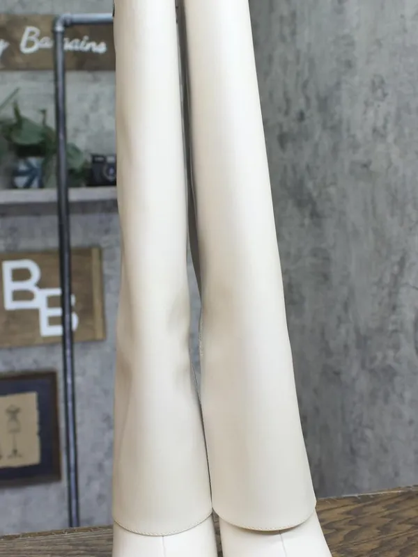 NWT INC International Concepts Cuff Pointed-Toe Dress Boots White Smooth 5M - Image 5