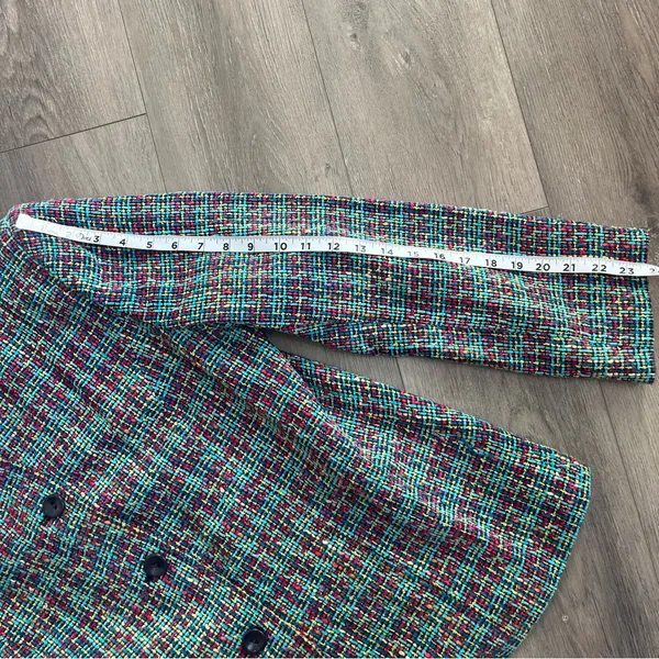 Vintage Women's Classic Multicolor Tweed Blazer 12 Blue - Image 8
