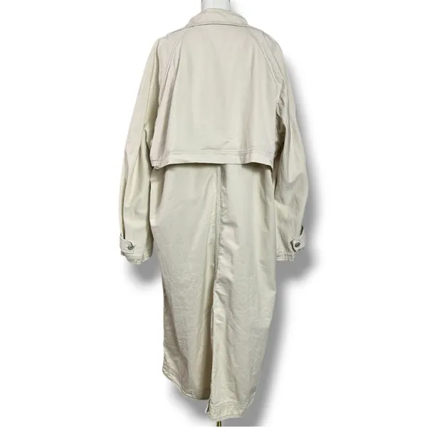 Free People Perry Military Duster Trench Coat in French Oat Grunge Denim Medium - Image 10