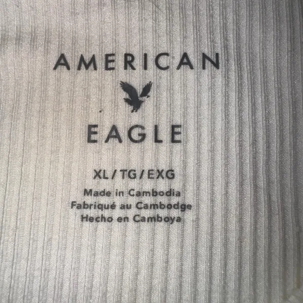 American Eagle White Ribbed Tank Top‎ Sleeveless Basic Casual XL - Image 3