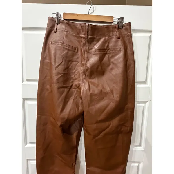 Wilfred Free Brown Vegan Leather Ascendent Pant Straight Leg Size 10 Minimalist - Image 6