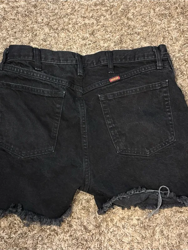 Rustler Black Denim Cutoff Shorts 100% Cotton - Image 3