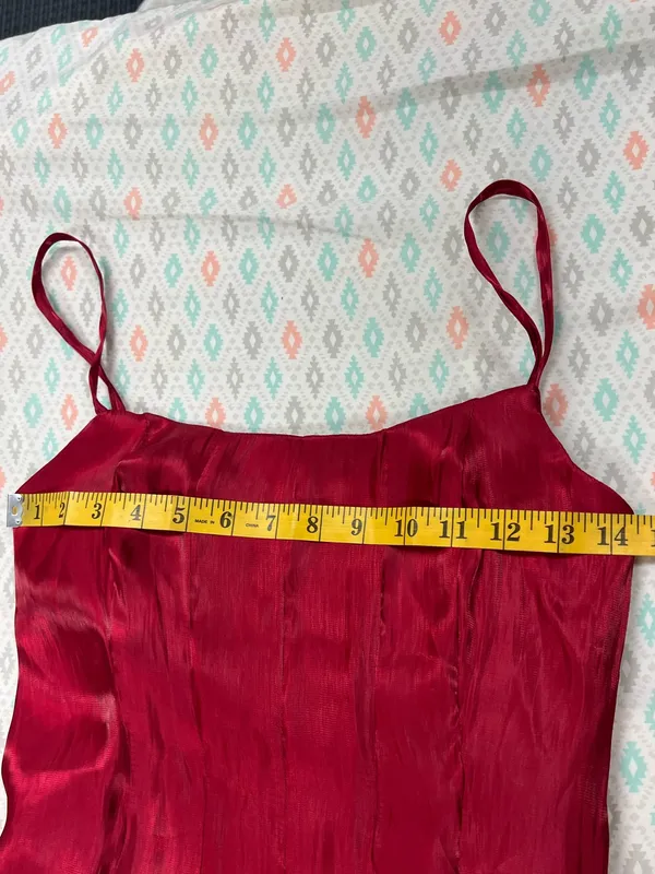 Lulu’s Berry Red Organza Pleated Drop Waist Maxi Dress Small - Image 6