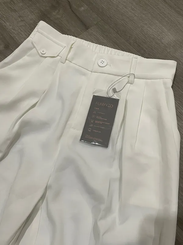 High Waist White Trousers - Image 3