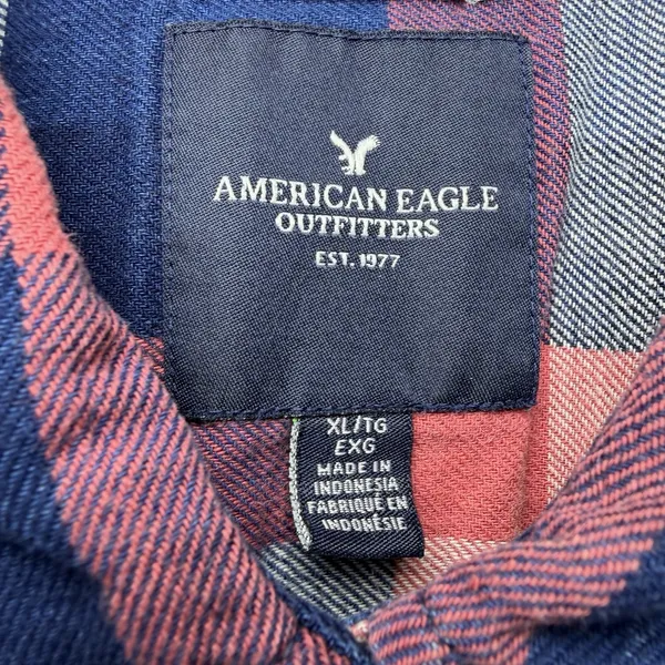American Eagle Boyfriend Fit Shirt Womens XL Plaid Snap Button Western Cowgirl - Image 13