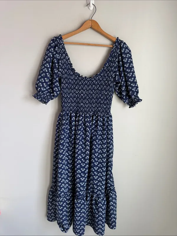 House Hill House Louisa Nap Dress in Posy Navy Crepe Small - Image 3