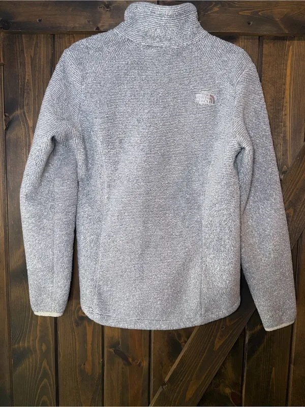 The North Face Fuzzy‎ Sweater Jacket Gray Full Zip Logo Gorpcore Outdoorsy Sz M - Image 2