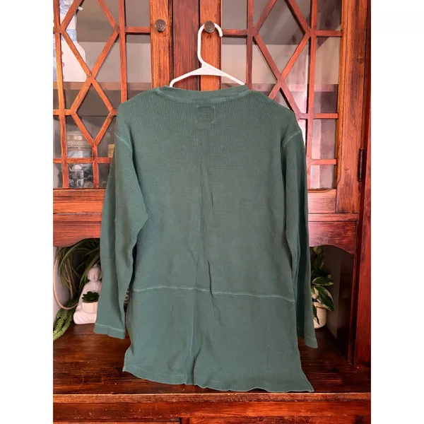 Vintage Victorias Secret Country Green Waffle Knit Henley Cardigan‎ Top Small - Image 2