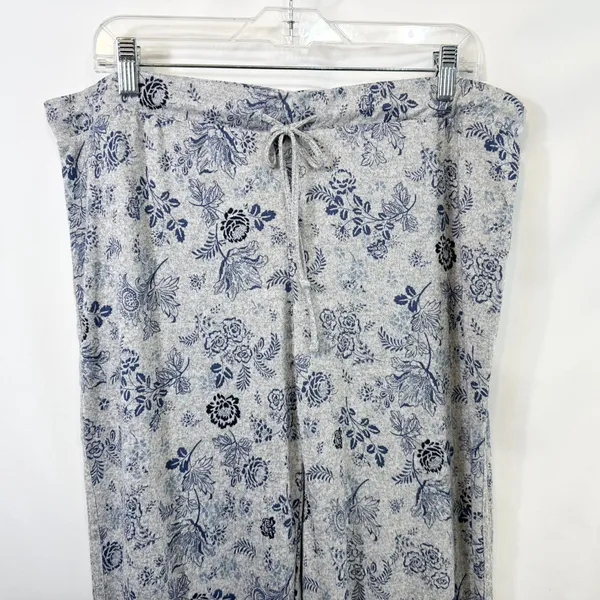 Lucky Brand XL‎ Pajama Set Gray Blue Floral Toile Short Sleeve Loungewear 727 - Image 9
