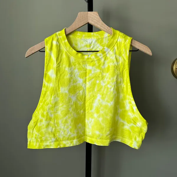 Lululemon All Yours Cropped Cotton Tank Top *Tie Dye Yellow Size 6 - Image 2