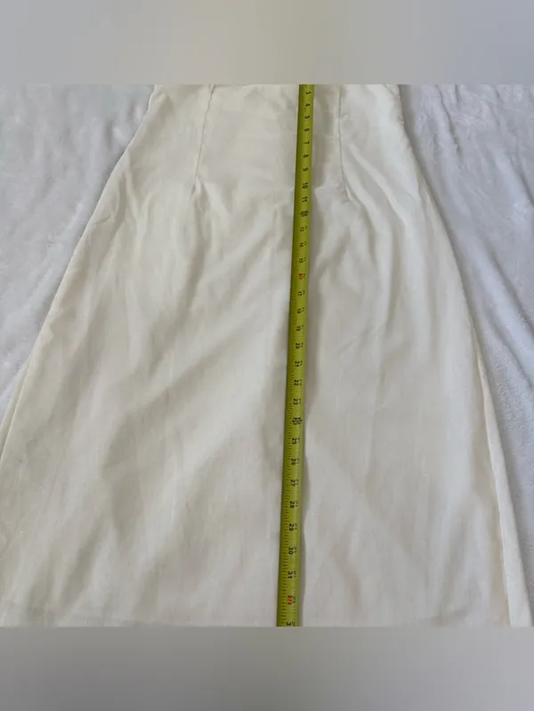 SHEIN Cream Halter Midi Dress Gold Button Detail Open Back Size M NWOT - Image 12