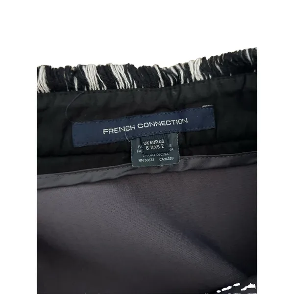 French Connection Tweed Skirt Women’s Black/White Fringe Mini Size 2 Twee Preppy - Image 5