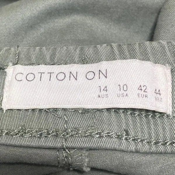 Cotton On Green Straight Leg Elastic Waist Drawstring Trousers Cargo Pants Sz 10 - Image 4