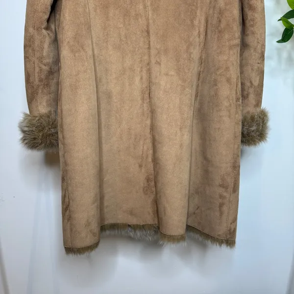 Anne Klein Trendy Faux Suede Penny Lane Coat size L Large Boho Western Shaggy - Image 6