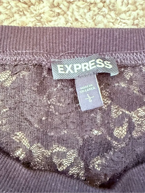 Express Black Lace Sequin Long Sleeve Sweater Women's Size Large - Image 4