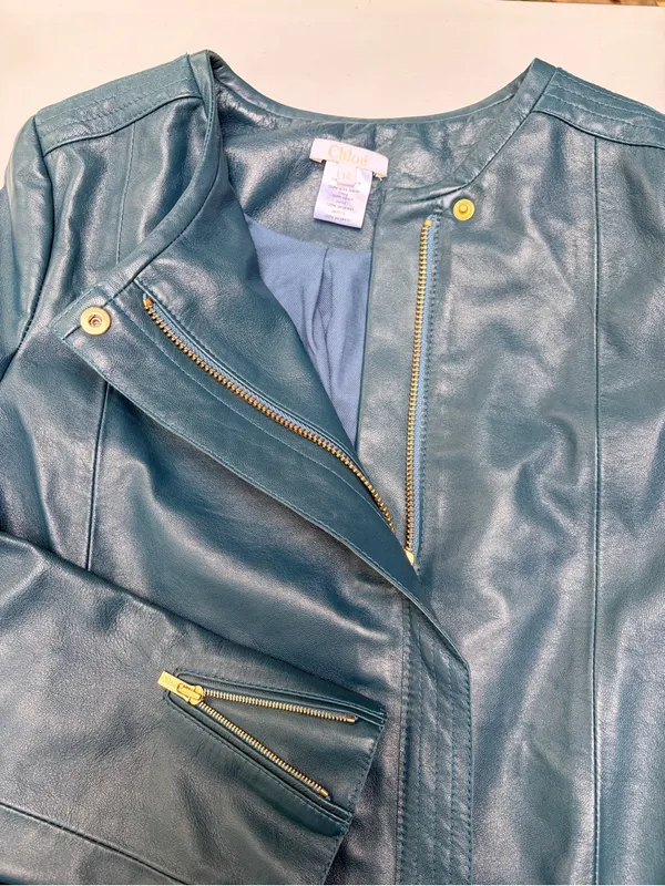 Chloe deep teal lambs leather. - Image 7