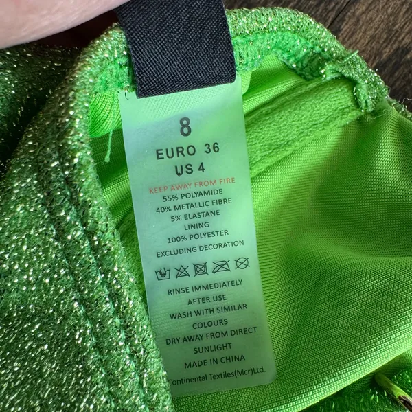 South Beach Swim Women Lime Green Glitter Underwire Bikini Top Size Small/4 ASOS - Image 5
