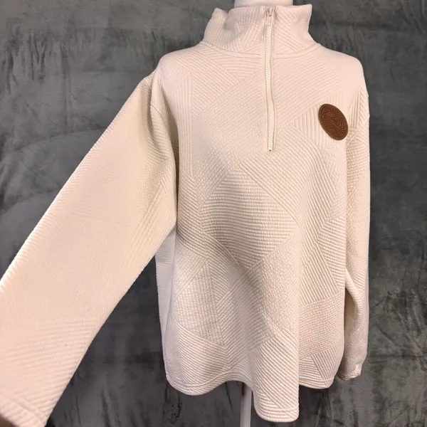 MV‎ Sport La Jolla Pullover Women XXL Cream Quilted Qtr Zip Golf Casual Coastal - Image 4