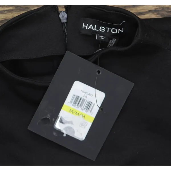 Halston Womens Mock-Neck Belted Long-Sleeve Dress HS4I2AYE Black M - Image 4