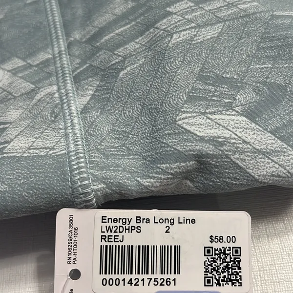 Lululemon NWT Energy Longline Bra Reverberate Chevron Jacquard Silver Blue White - Image 5