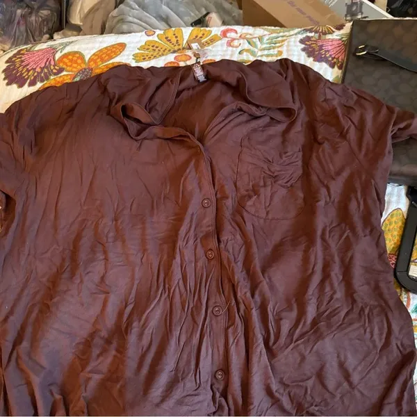 Cocoa Brown skims Button-Up pj shirt - Image 2