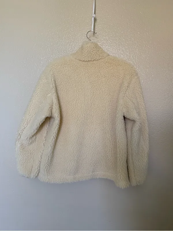 UNIQLO Sherpa Fleece Teddy Zip Up Jacket Natural Cream S NWT - Image 5