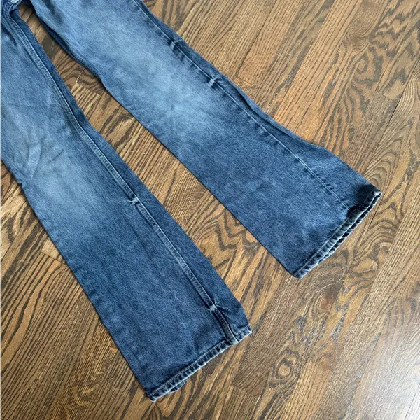 Zara high waisted mini flare rigid denim jean pants size 4, 25” Jean - Image 3