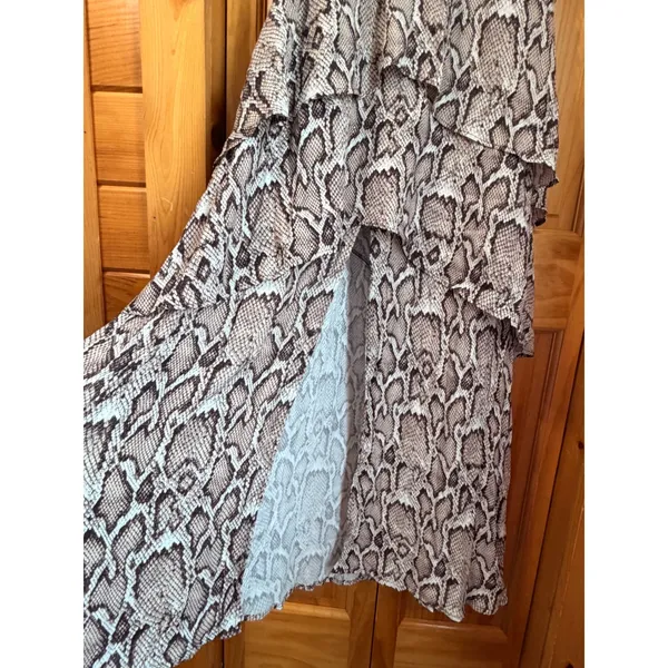 AFRM Micah Corset Tiered Maxi Dress Snakeskin Print XL Tiered Ruffle V-Neck - Image 4