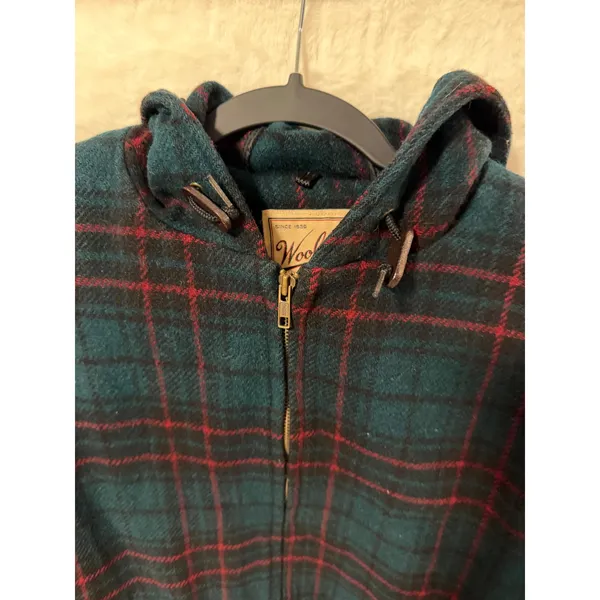 Woolrich Vintage Plaid Hooded Jacket Womens Small Green Red Wool Blend Zip Up - Image 10