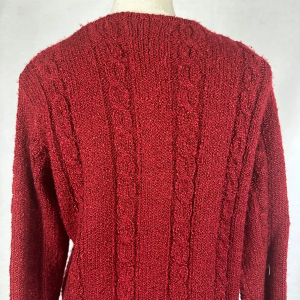 Jennifer Moore Red Knit Cardigan Sweater Pearl Button Front Womens‎ Medium - Image 5