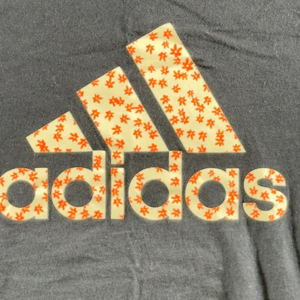 304 | Adidas Amplifier Women XL‎ Floral Graphic Logo Short Sleeve Tee Blue - Image 3